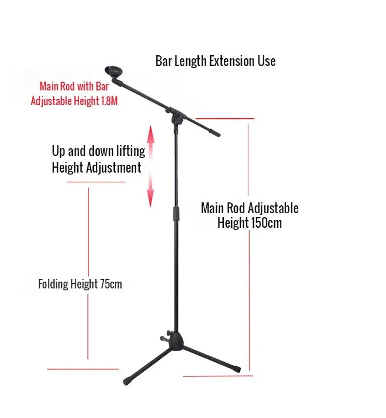 Stage Stands Tripod Mic Stand with Boom 2-Pack