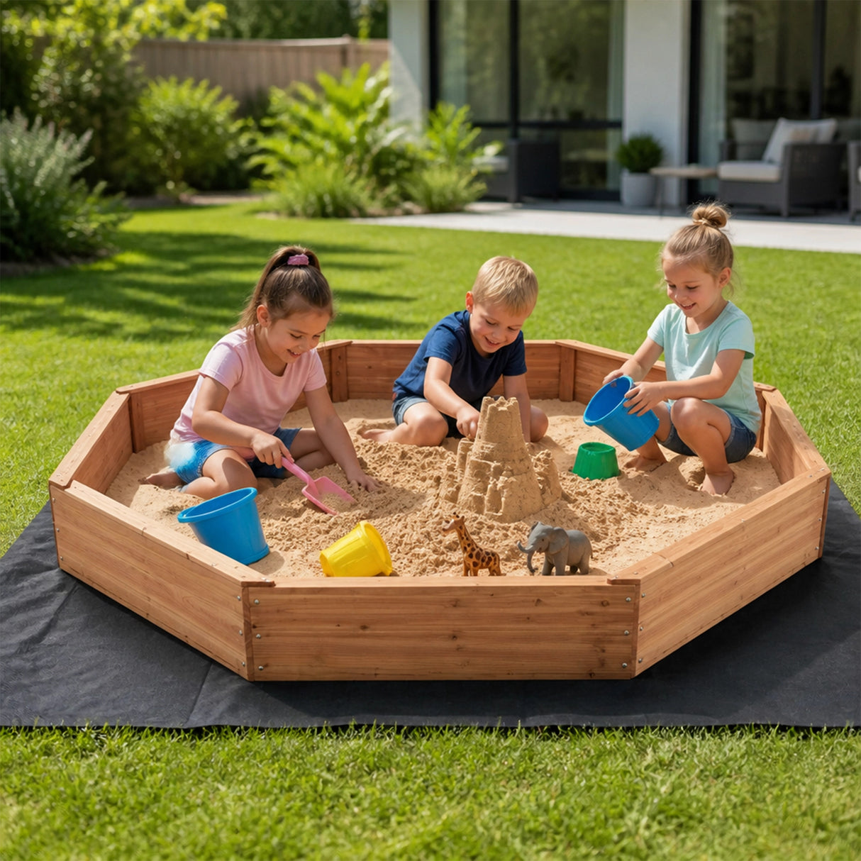 Kids Sand Pit Large Octagonal Wooden Sandpit