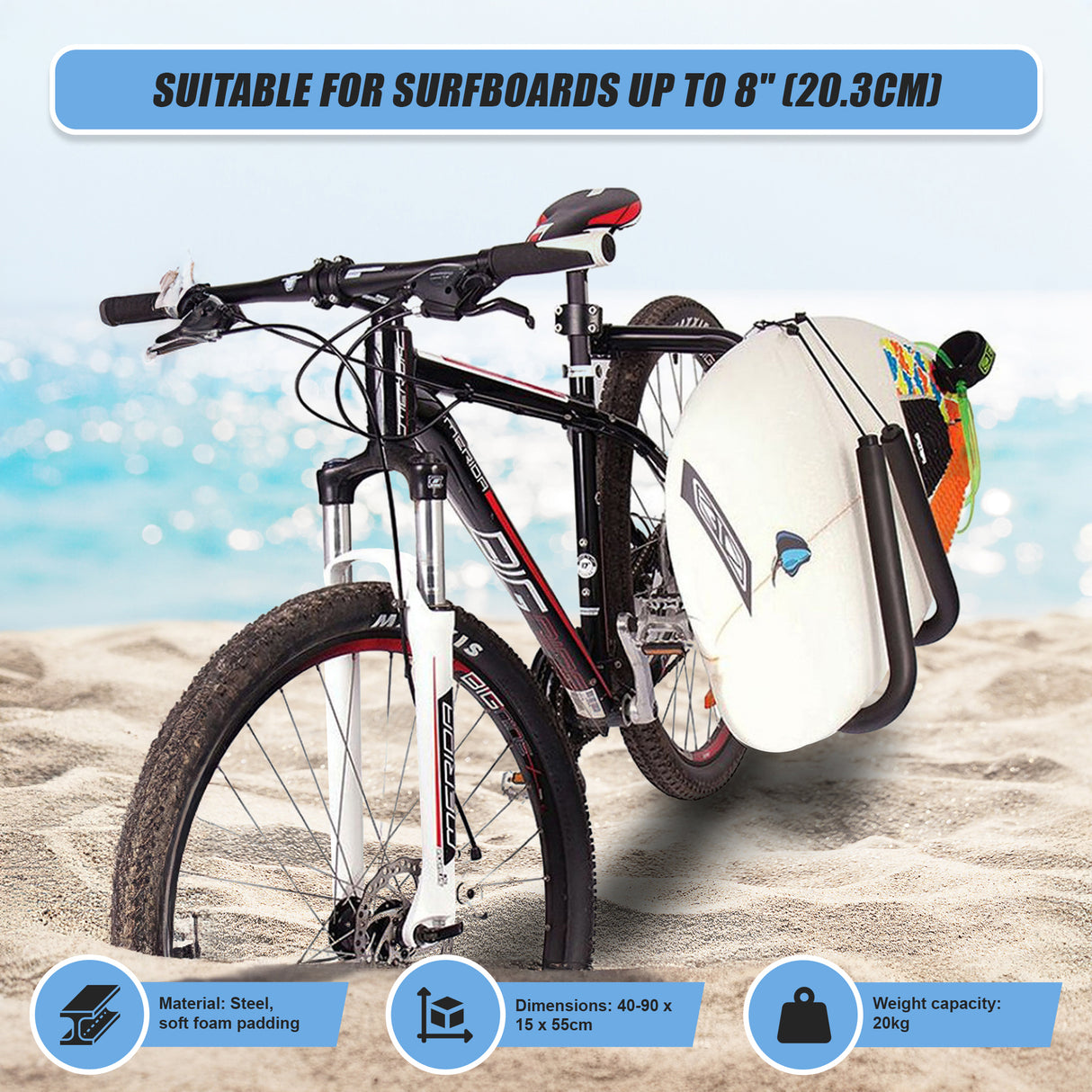 Adjustable Surfboard Skimboard Bicycle Rack Carrier