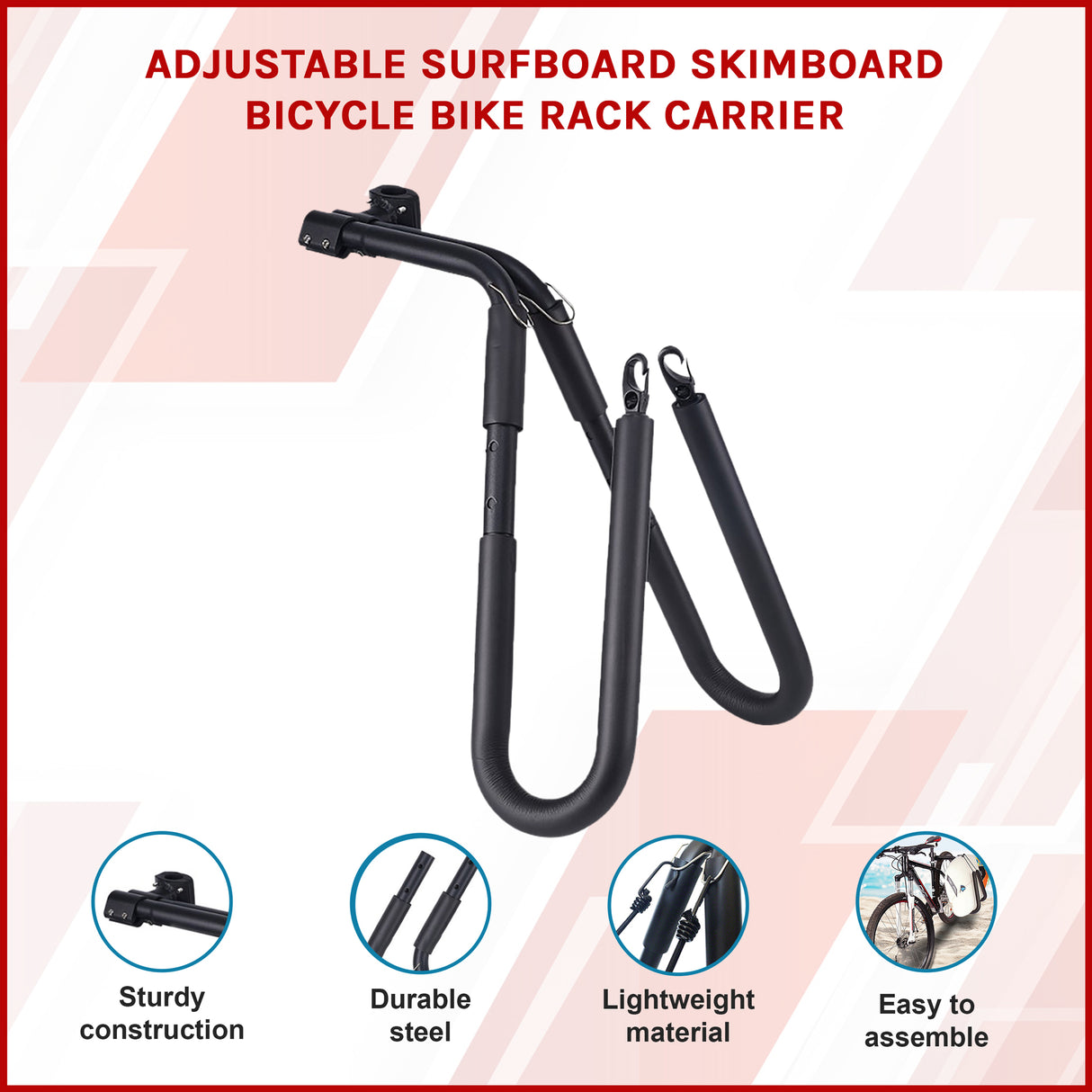 Adjustable Surfboard Skimboard Bicycle Rack Carrier