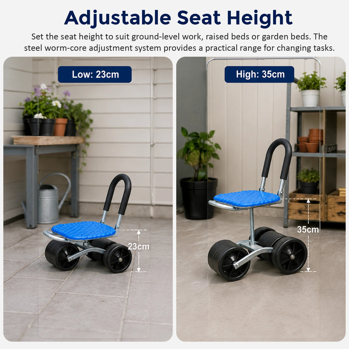 Gardening Seat Portable Height Adjustable Folding Stool Kneeling Pad