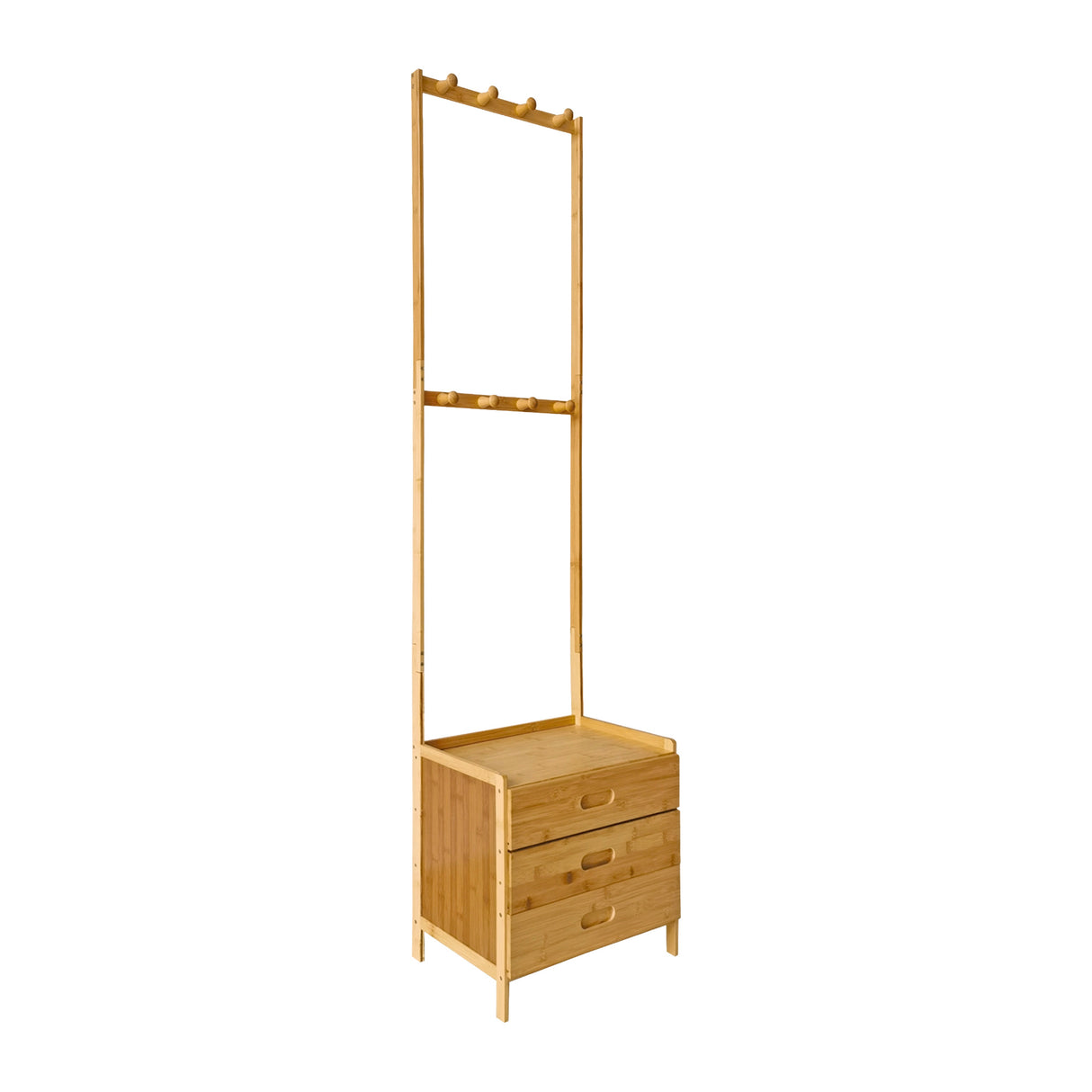 Wooden Hall Stand Floor Coat Rack with Drawer Modern Minimalist Style