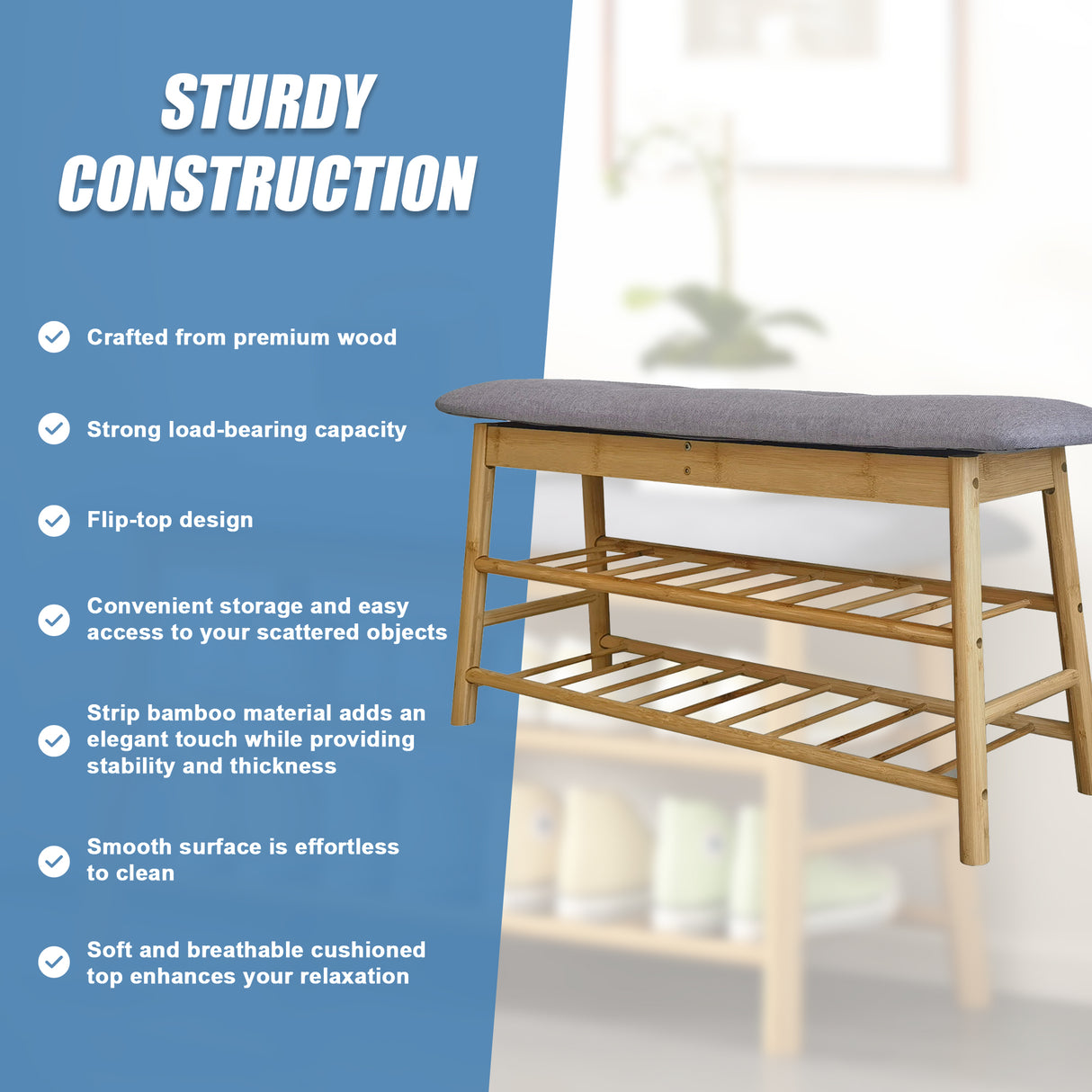 Shoe Stool Storage Rack Cabinet Multifunctional Space Saving
