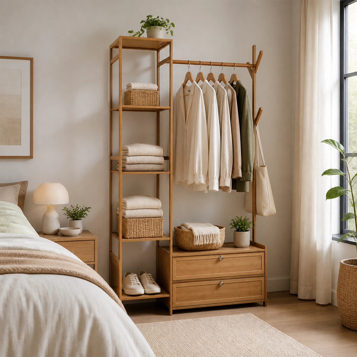 165x100cm Clothes Rack Stand Storage Shelves Modern Coat Tree