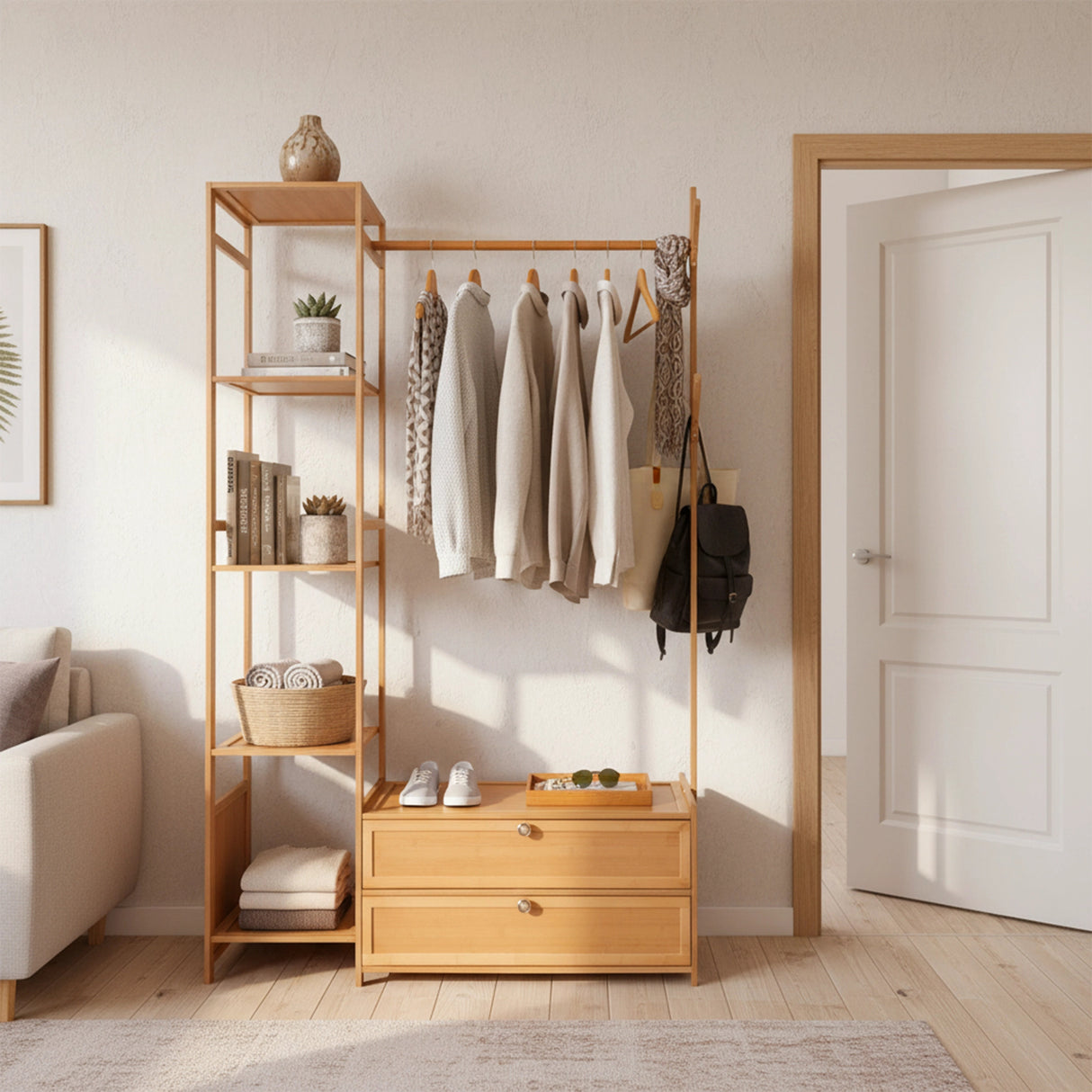 165x100cm Clothes Rack Stand Storage Shelves Modern Coat Tree