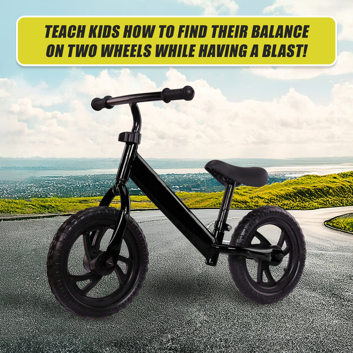 Kids Ride On Push Bike Balance Bicycle with Training Wheels for Toddlers