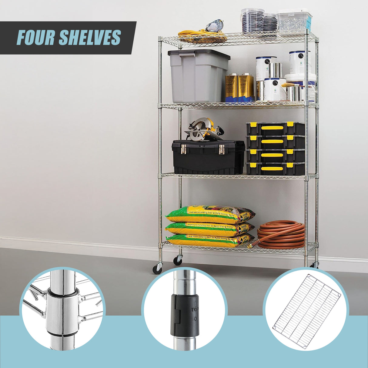 Modular Wire Storage Shelf 1200 x 450 x 1800mm Steel Shelving