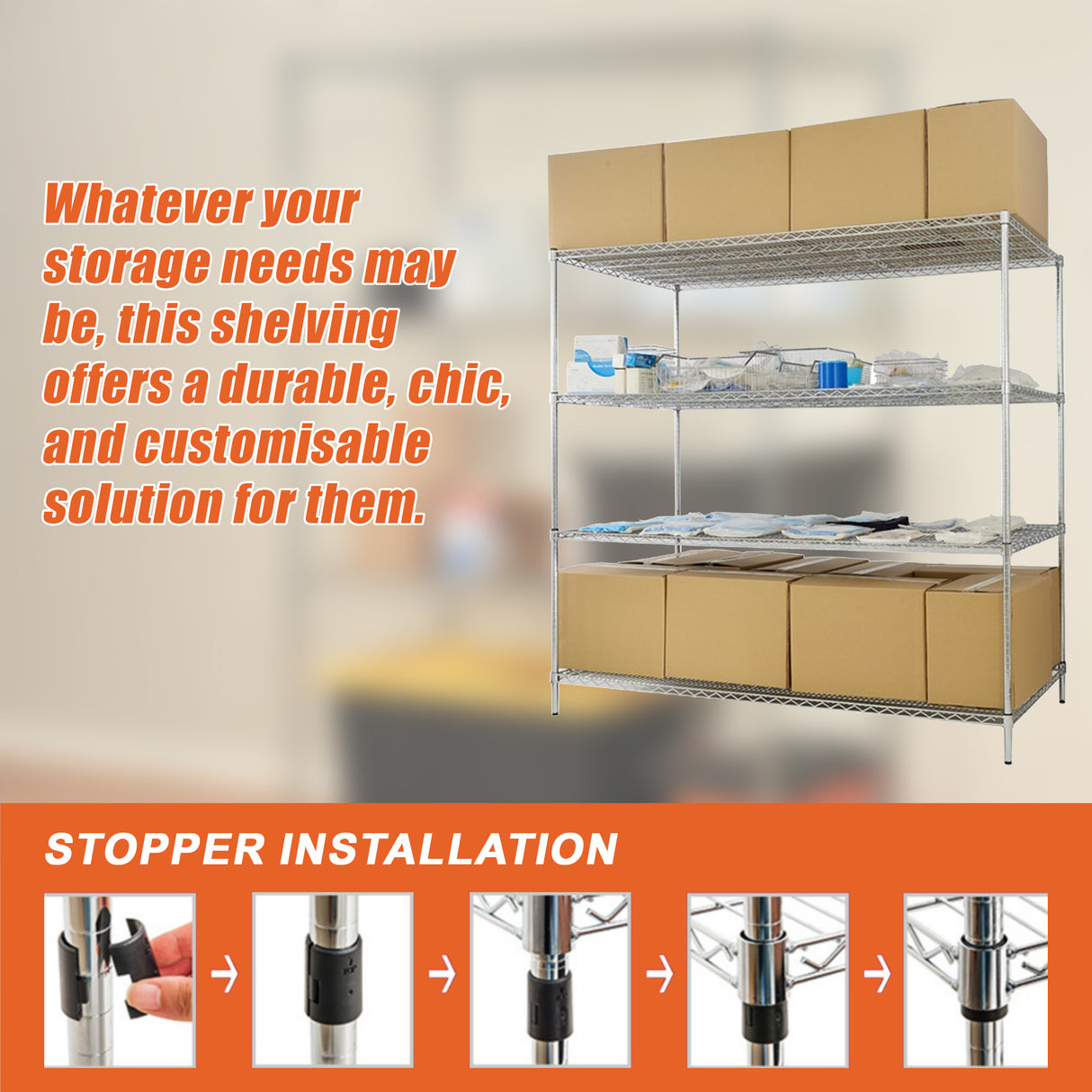 Modular Wire Storage Shelf 900 x 350 x 1800mm Steel Shelving