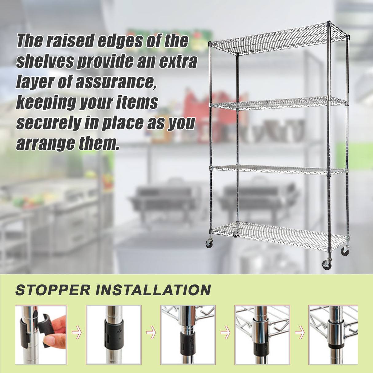 Modular Wire Storage Shelf 1500 x 450 x 1920mm Steel Shelving with Wheels