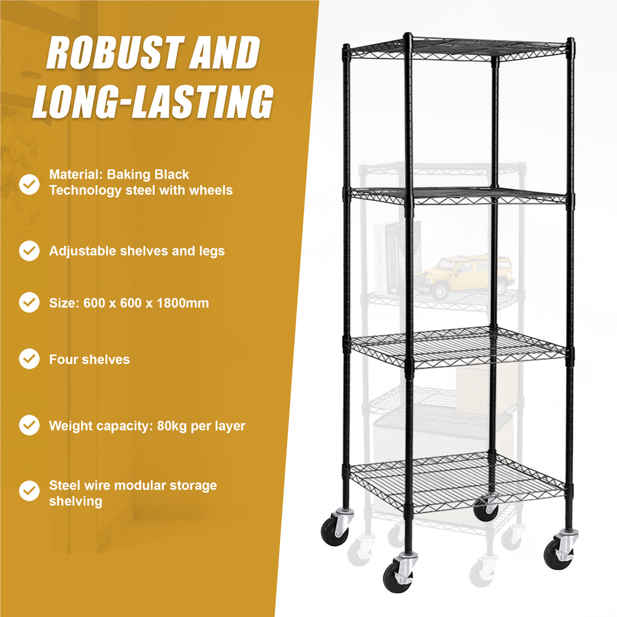 Modular Wire Storage Shelf 600 x 600 x 1800mm Steel Shelving