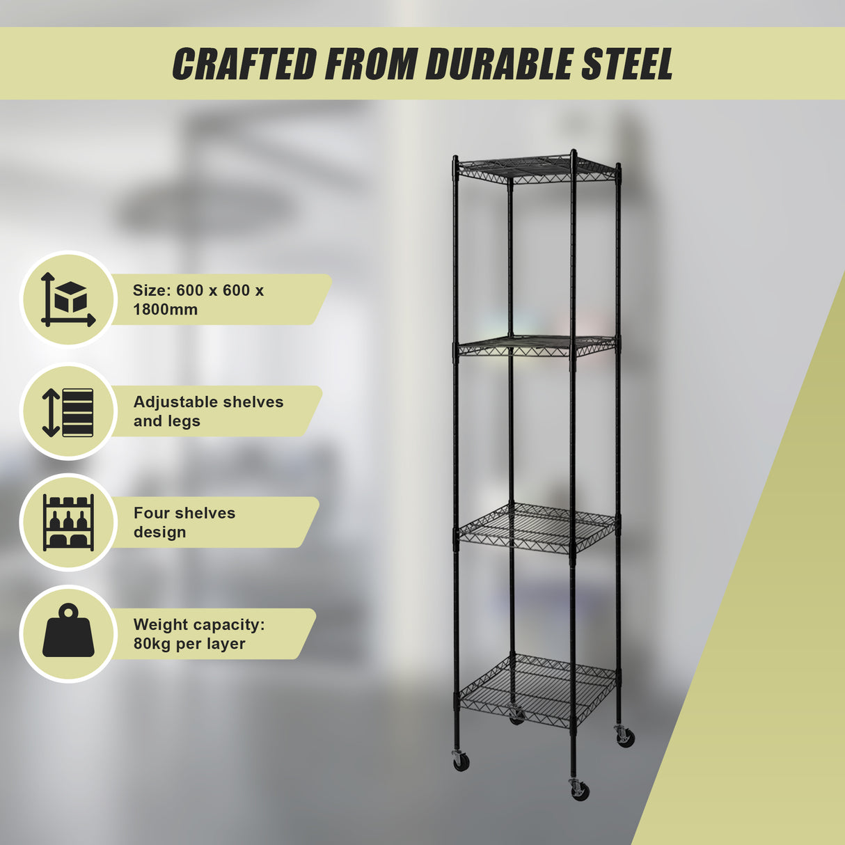 Modular Wire Storage Shelf 450 x 450 x 1800mm Steel Shelving