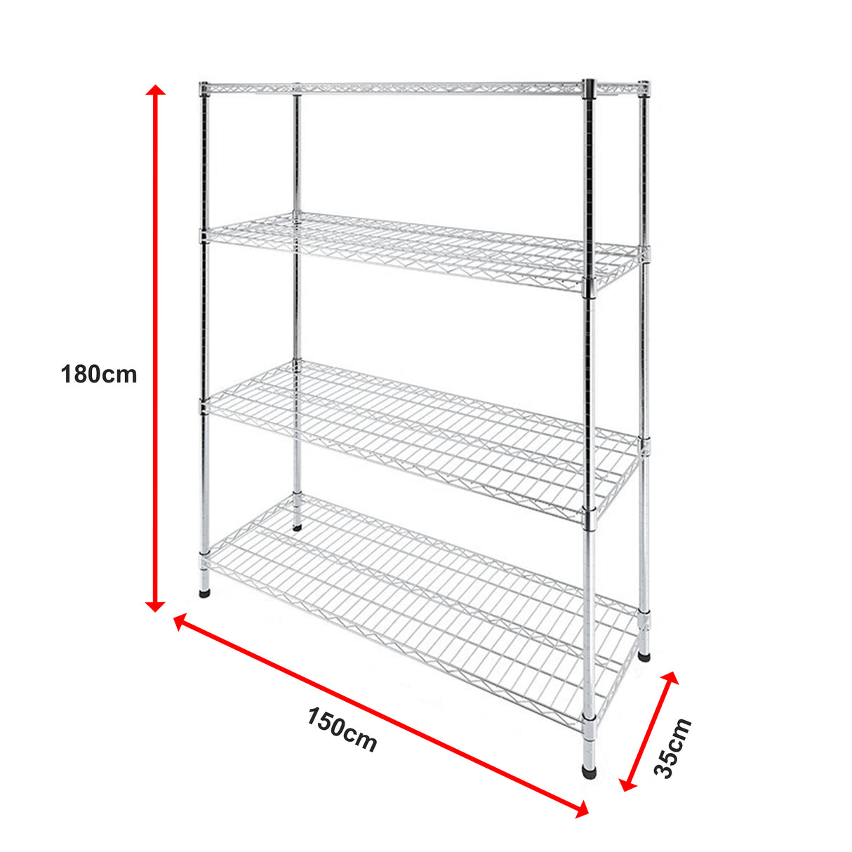Modular Wire Storage Shelf 1500 x 350 x 1800mm Steel Shelving