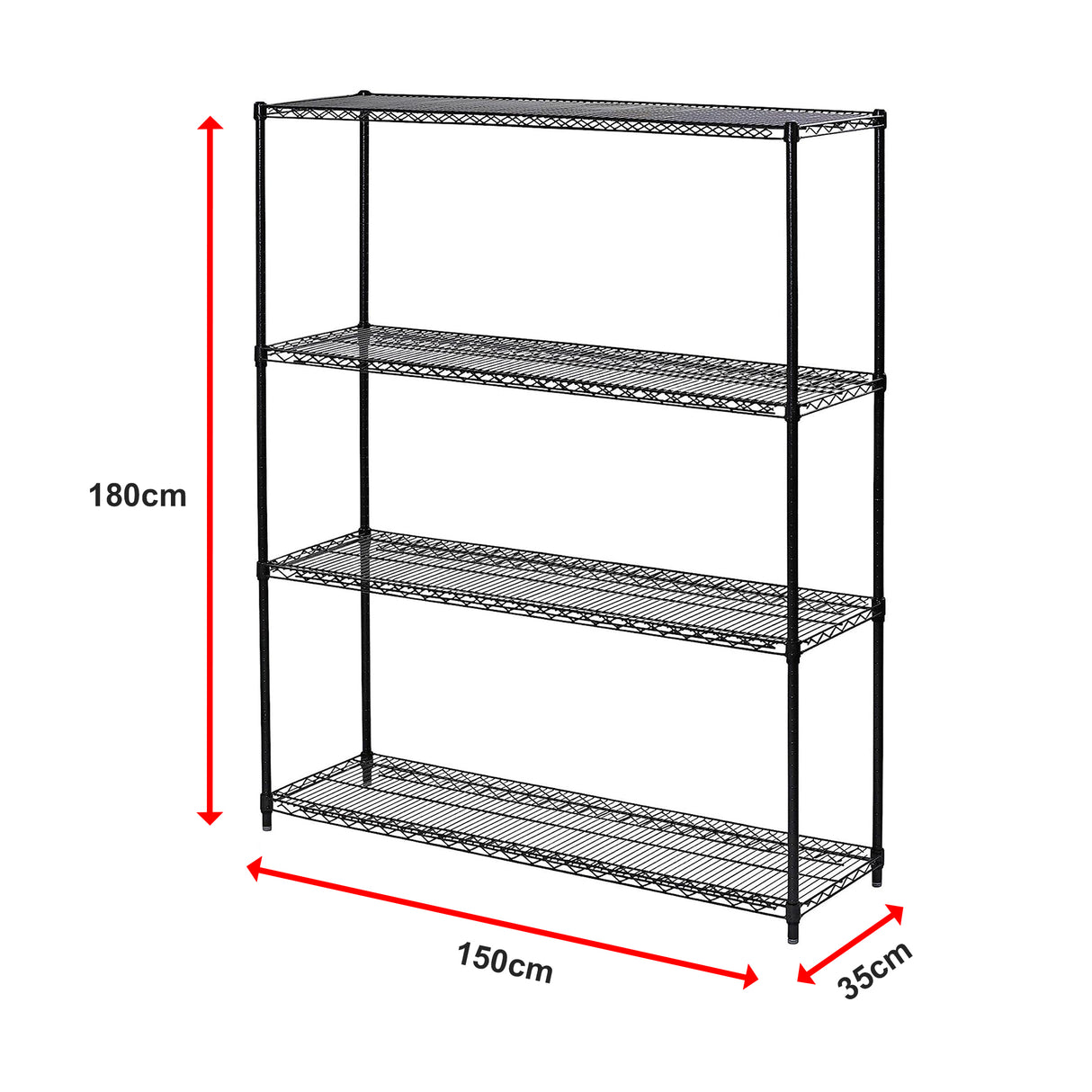 Modular Wire Storage Shelf 1500 x 350 x 1800mm Steel Shelving
