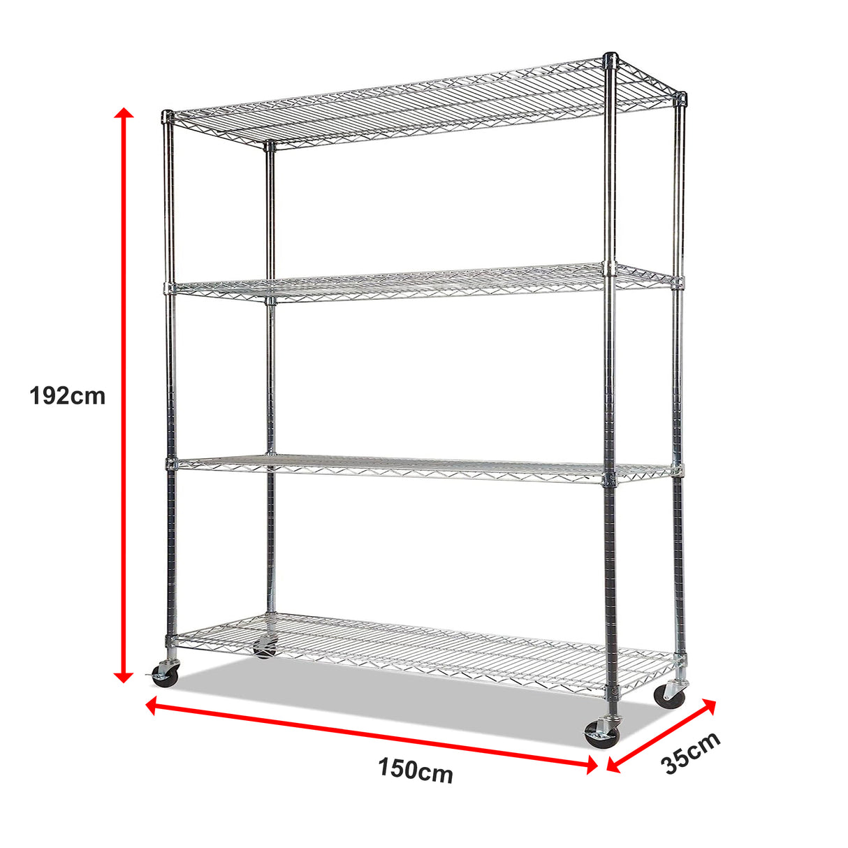 Modular Wire Storage Shelf 1500 x 350 x 1800mm Steel Shelving