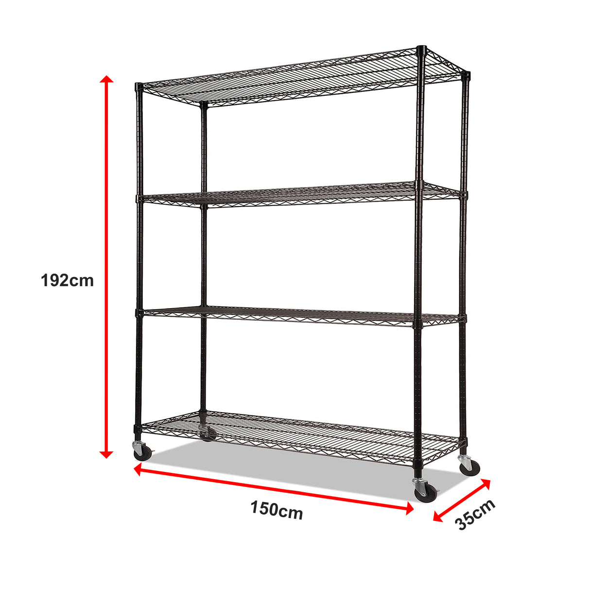 Modular Wire Storage Shelf 1500 x 350 x 1800mm Steel Shelving
