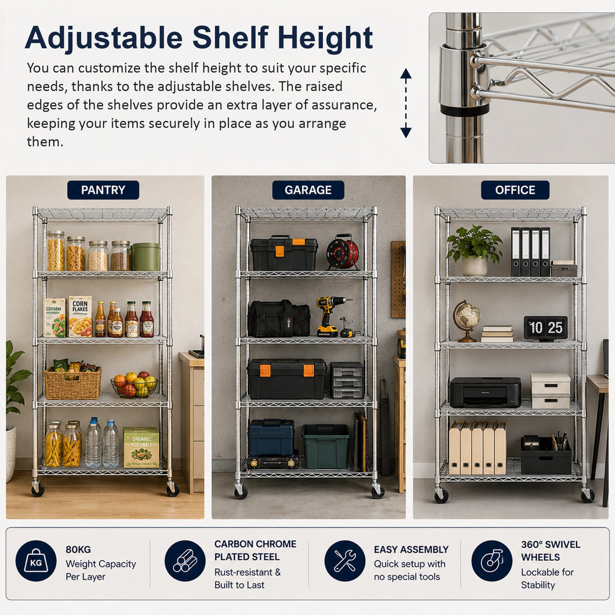 Modular Wire Storage Shelf 900 x 450 x 1800mm Steel Shelving