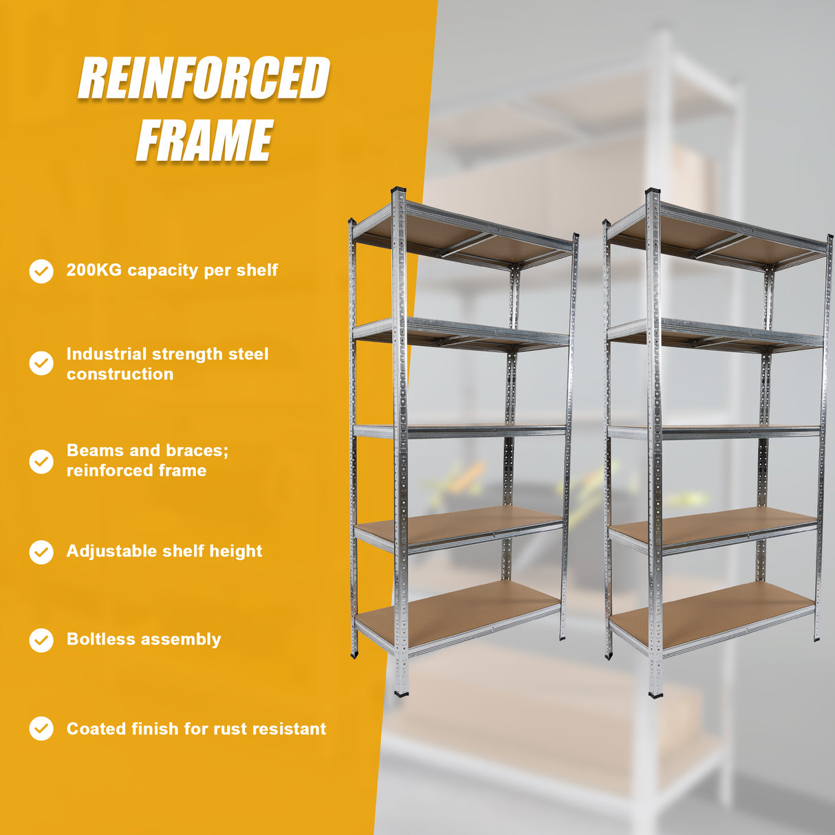 2 x 1.8M Garage Shelving Warehouse Rack Storage Shelves Pallet Racking