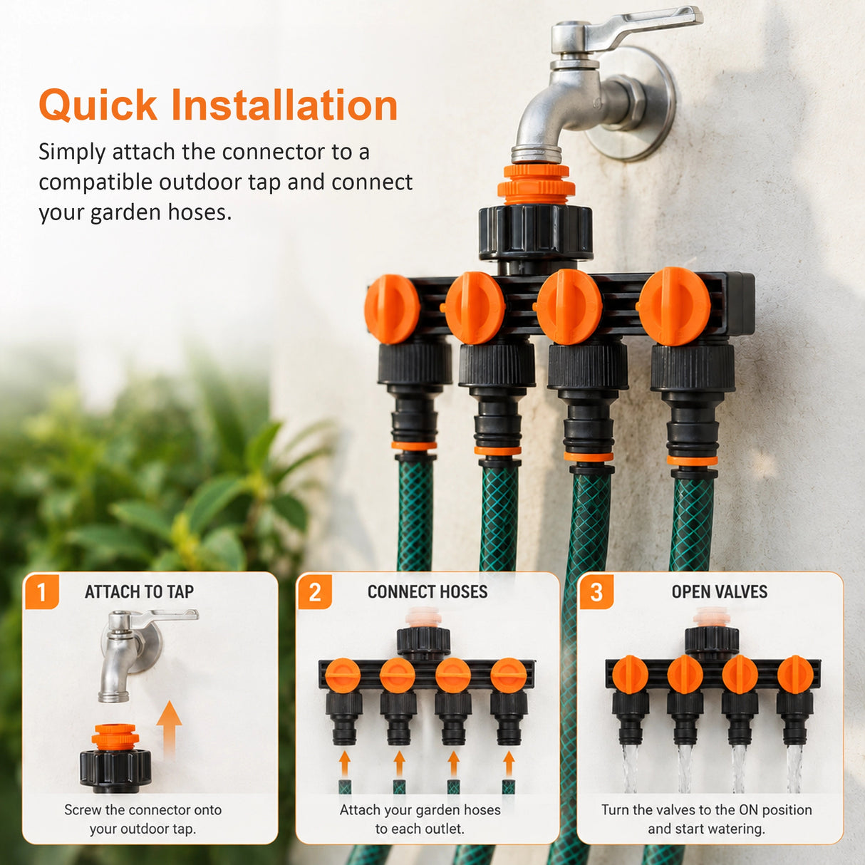 4 Way Hose Connector Tap Irrigation Garden Kit