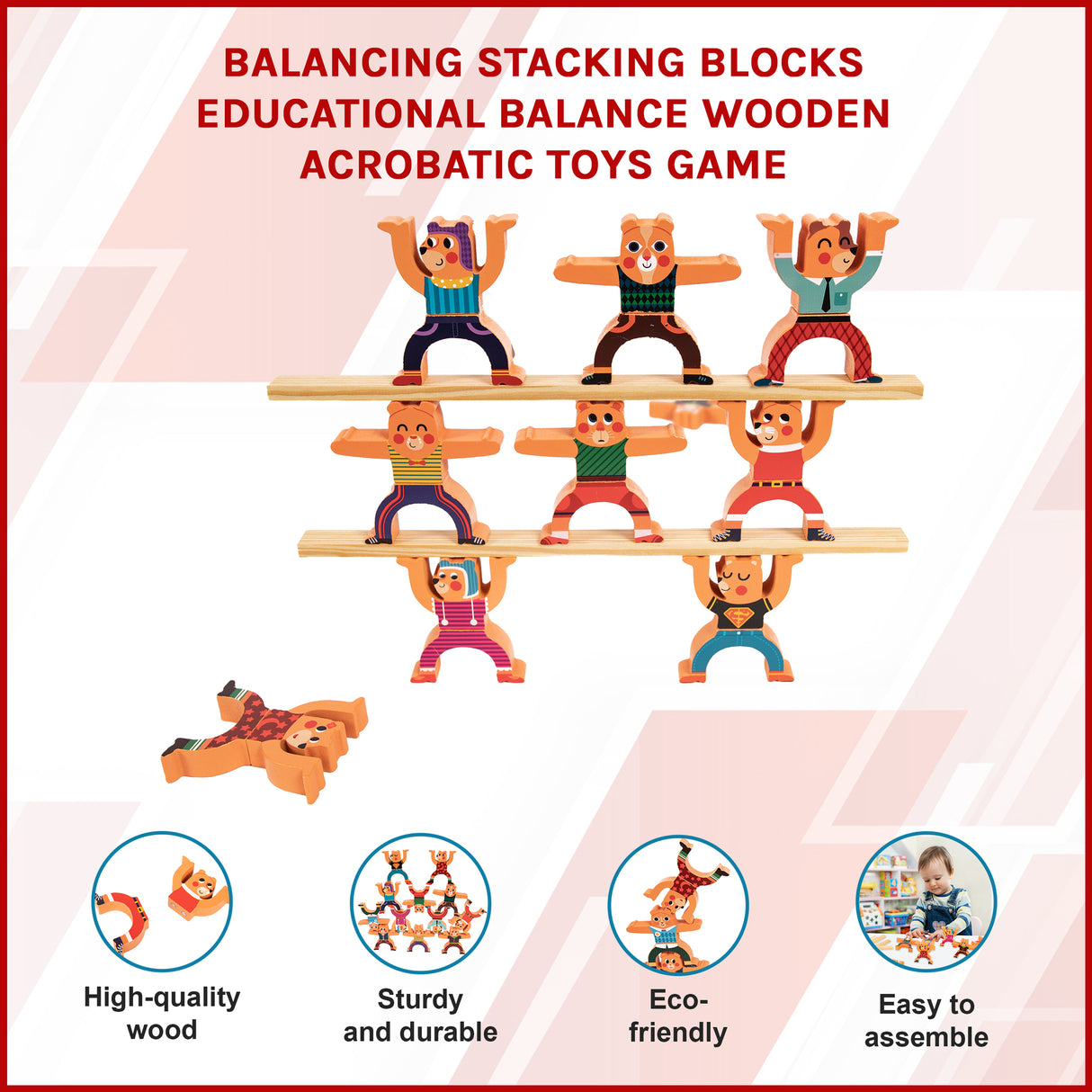 Balancing Stacking Blocks Educational Balance Wooden Acrobatic Toys Game