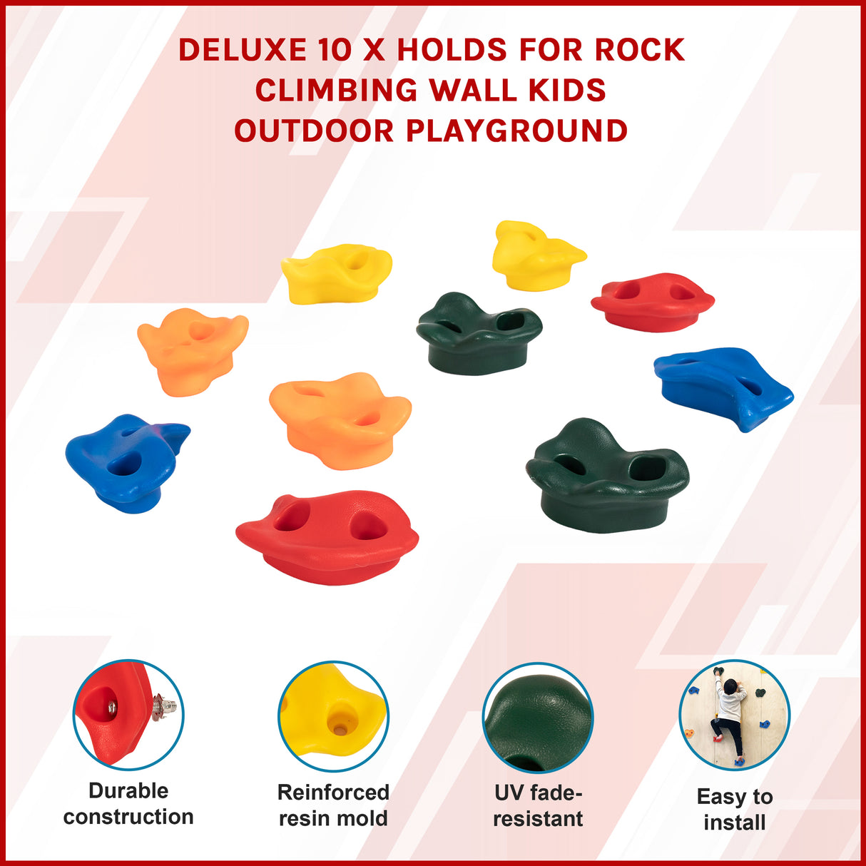 Deluxe 10 x Holds for Rock Climbing Wall Kids Outdoor Playground