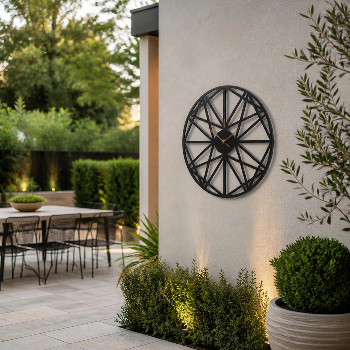 Large Metal Outdoor Wall Clock – Weather-Resistant for Garden and Home Decor