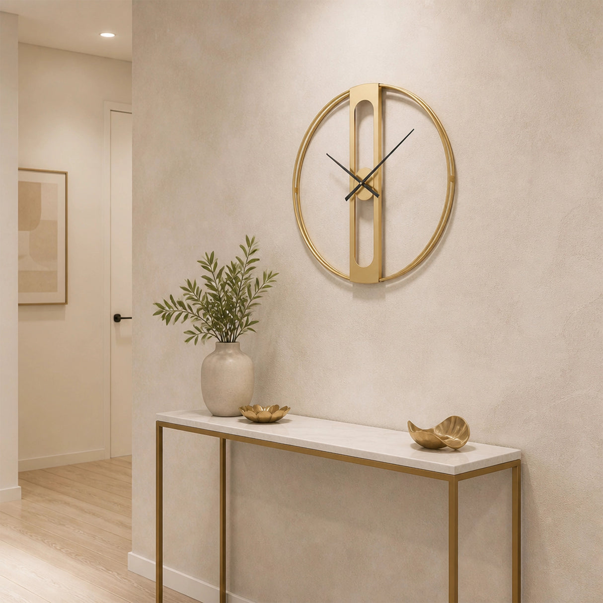 Gold Clover Metal Wall Clock