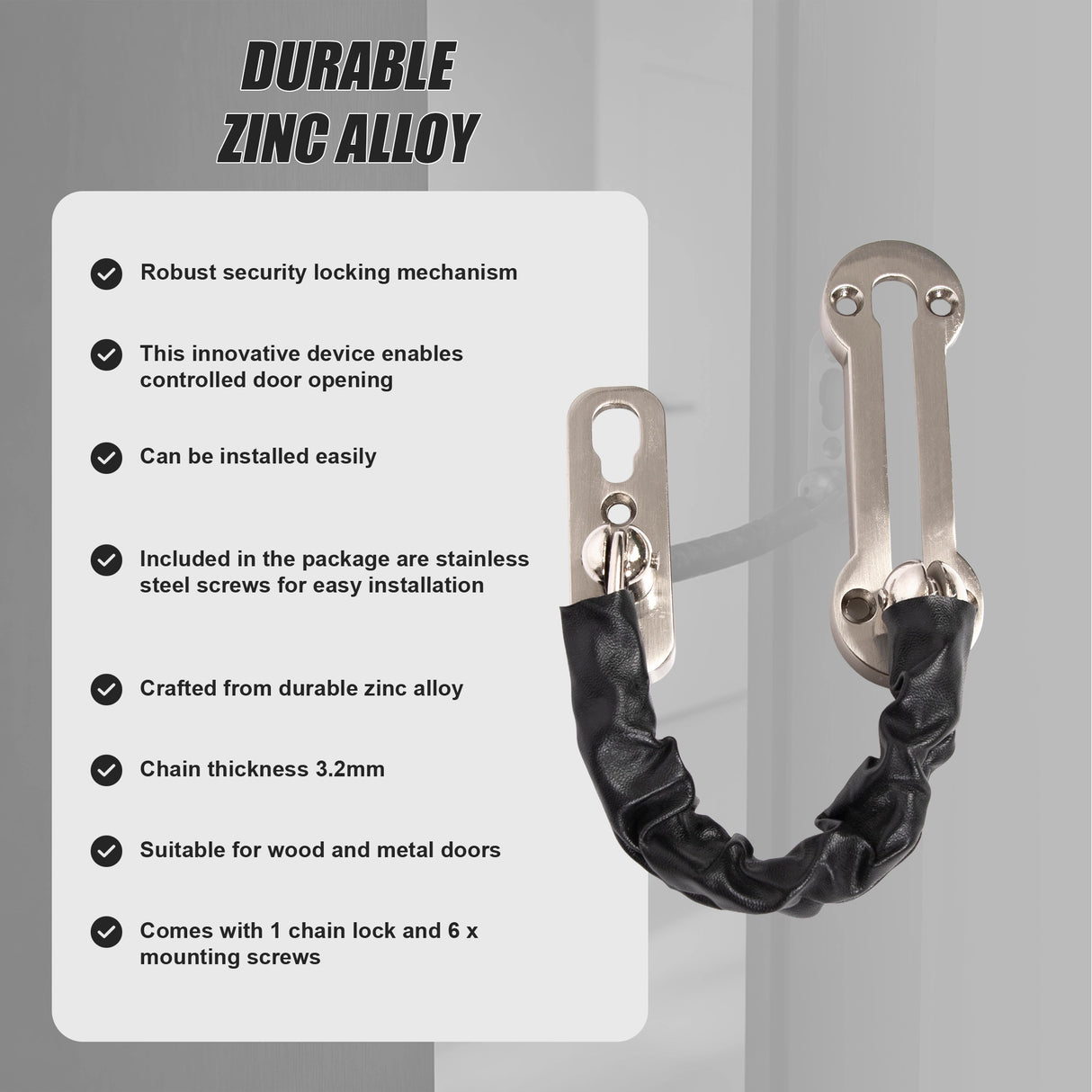 Door Chain Lock Anti-Theft Security Guard Bolt Latch