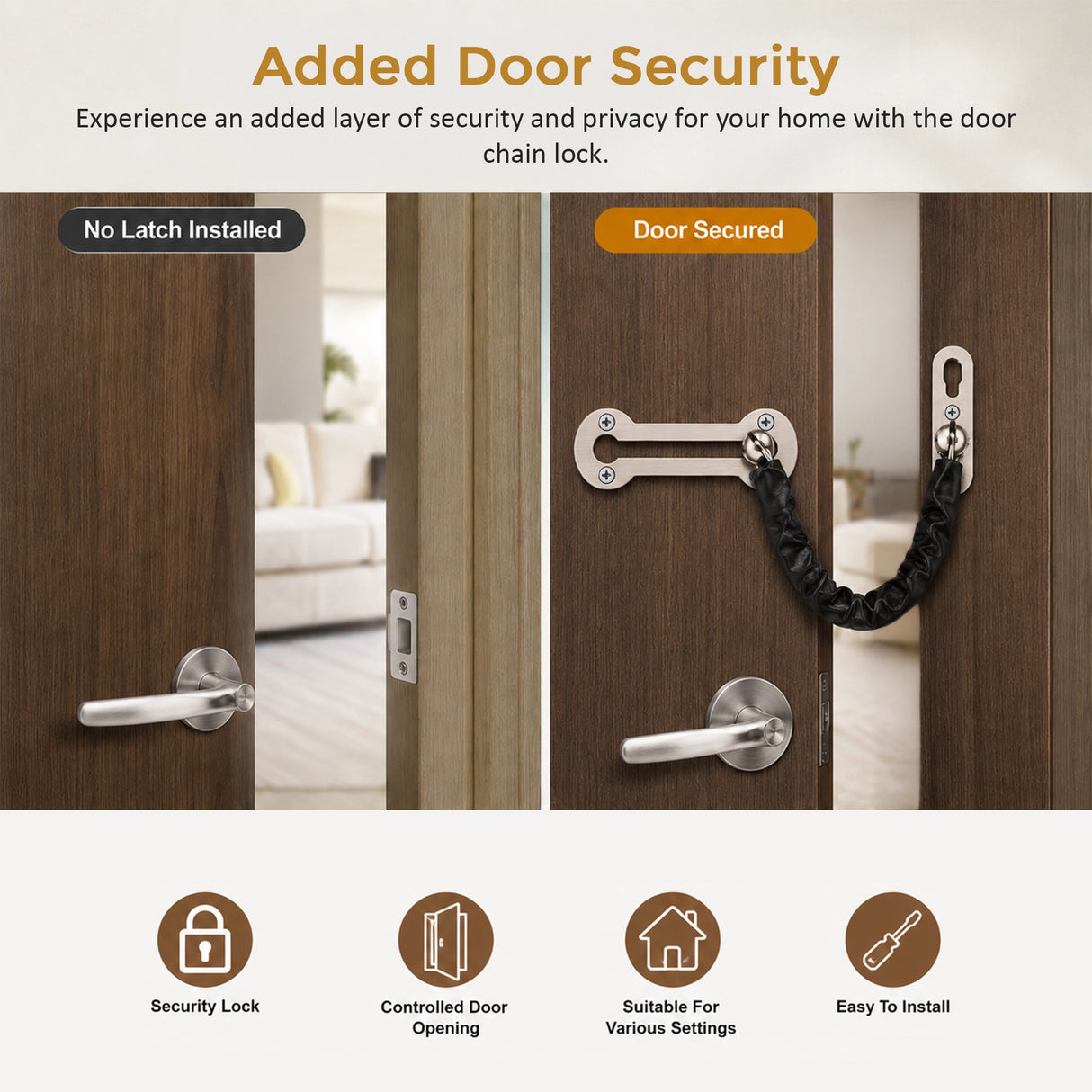 Door Chain Lock Anti-Theft Security Guard Bolt Latch