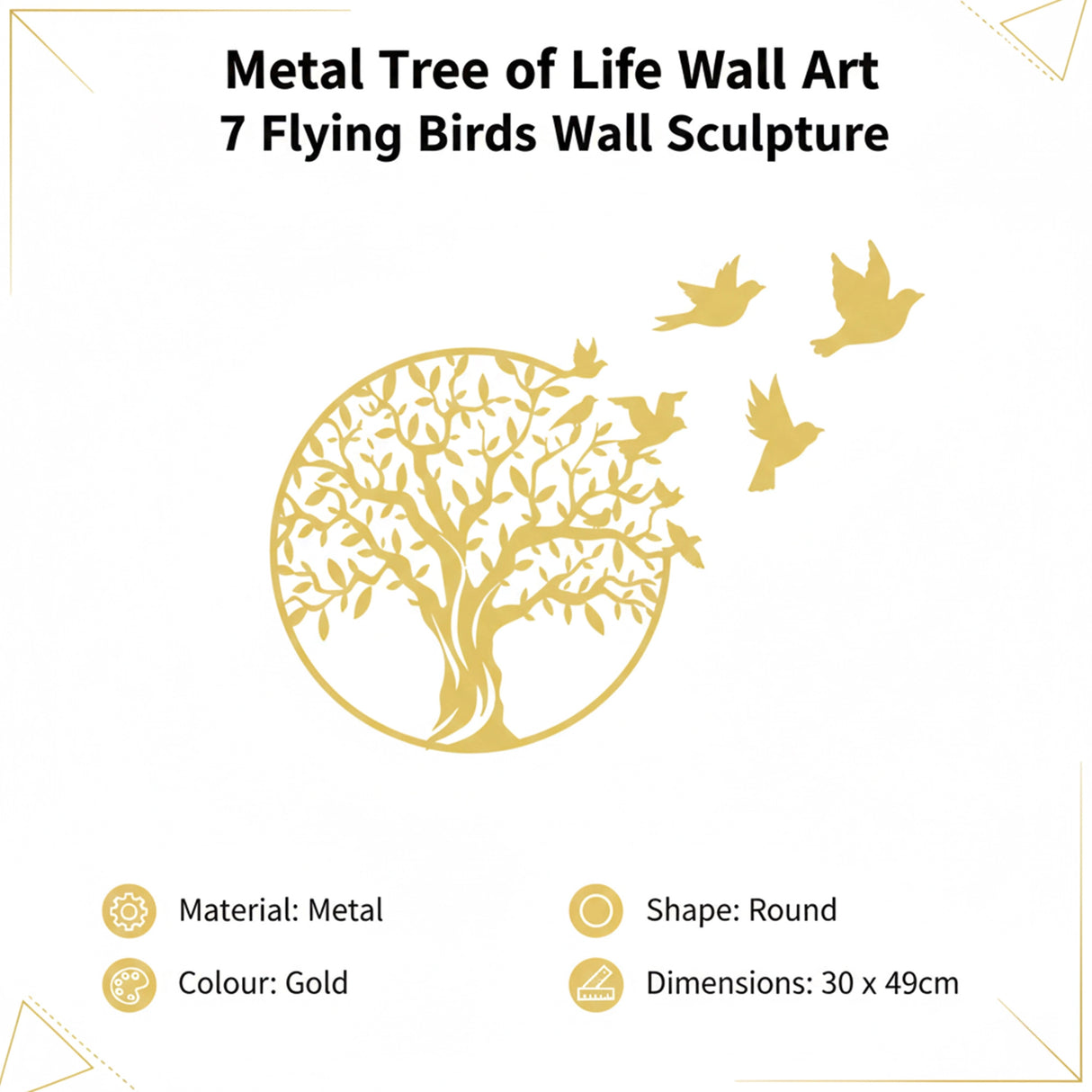 Metal Tree of Life Wall Art 7 Flying Birds Wall Sculpture