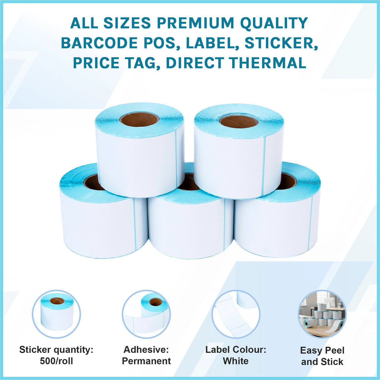 All Sizes Premium Quality Barcode POS, Label, Sticker, Price tag, Direct Thermal