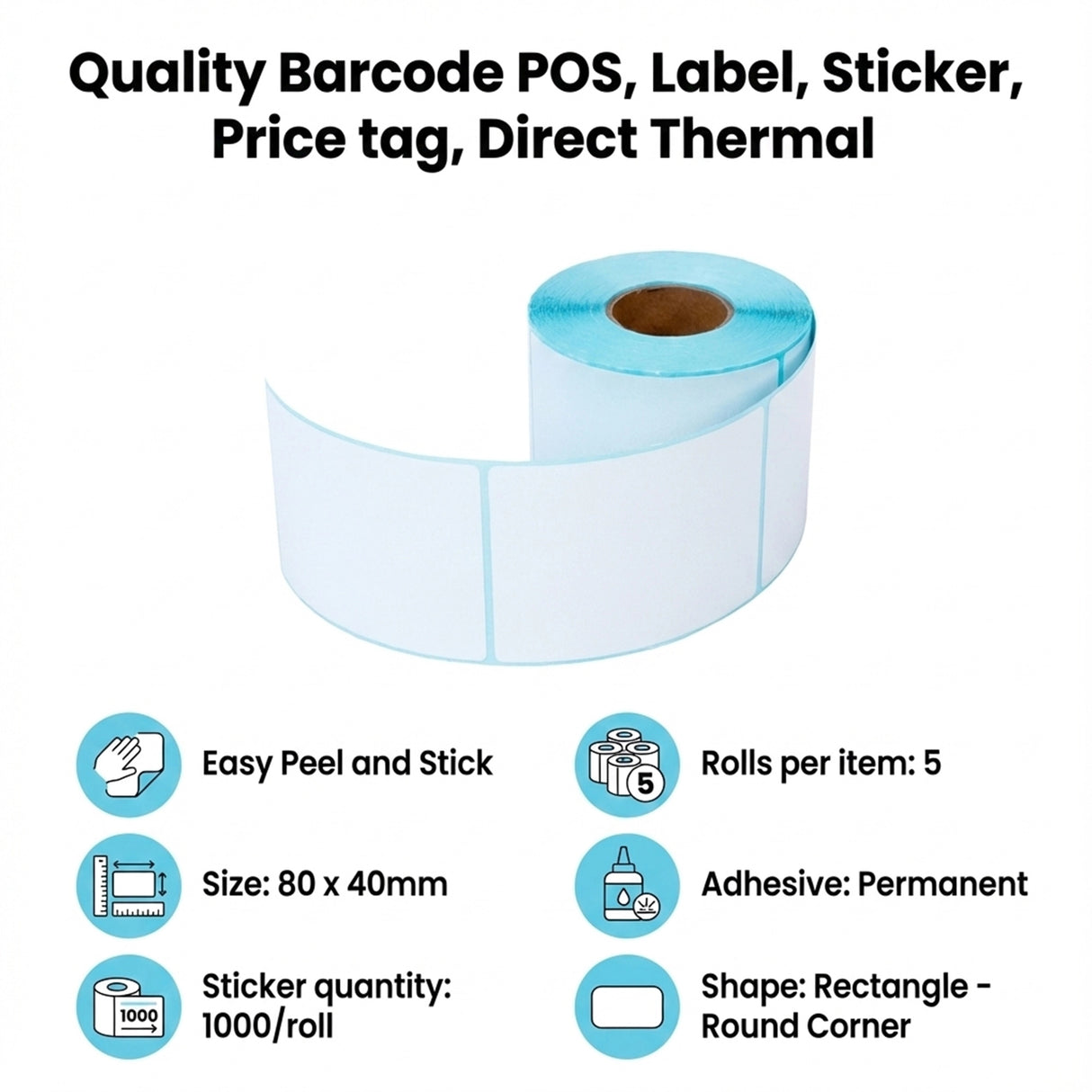 All Sizes Premium Quality Barcode POS, Label, Sticker, Price tag, Direct Thermal