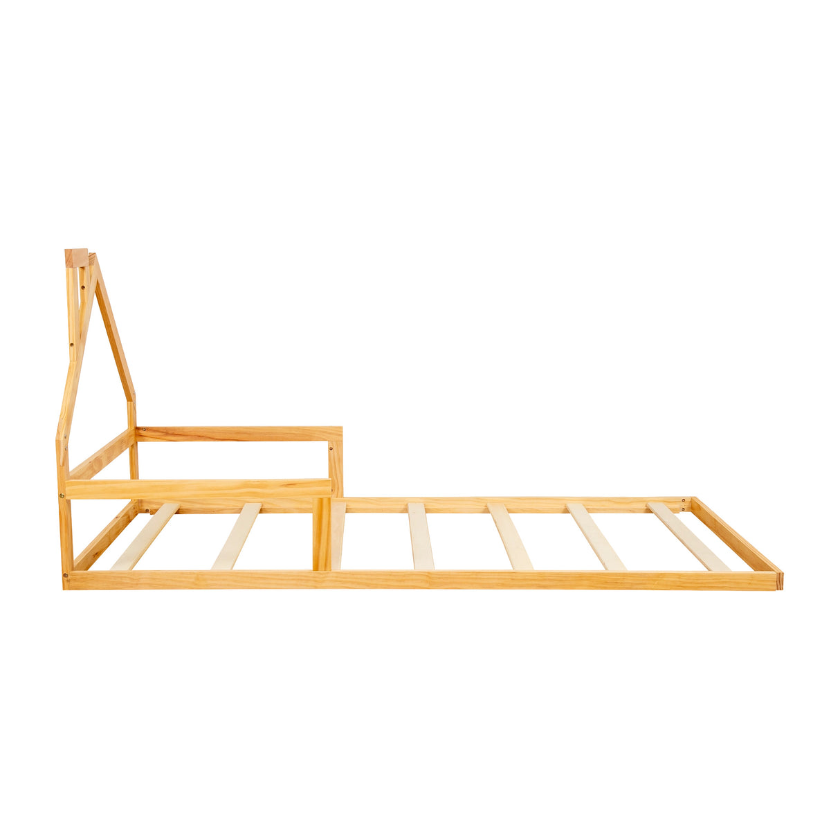 Pine Wood Floor Bed House Frame for Kids and Toddlers