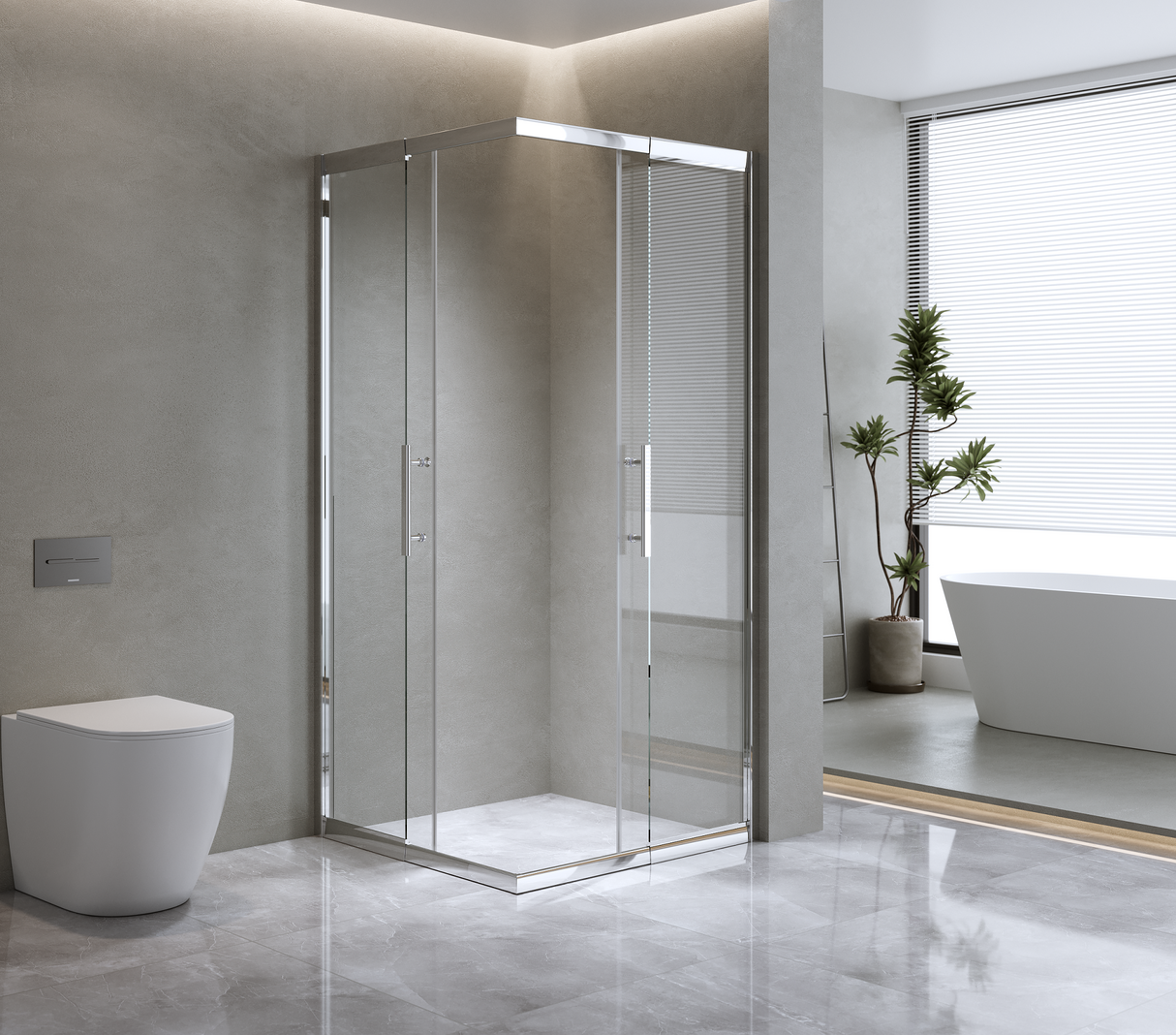 Adjustable 900x1200mm Double Sliding Door Glass Shower Screen in Chrome
