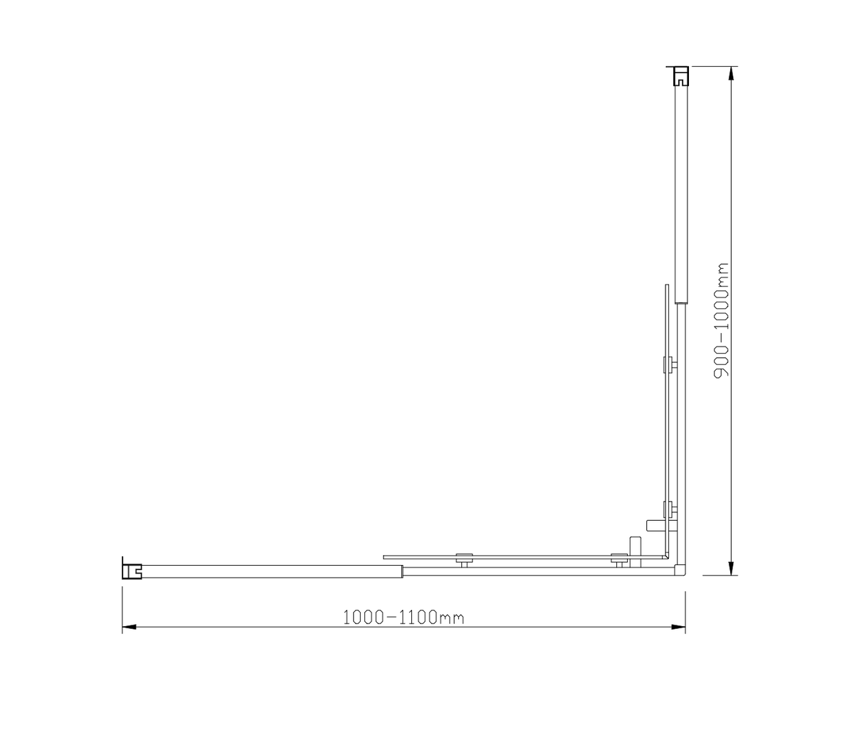Adjustable 1100x1000mm Double Sliding Door Glass Shower Screen in Black