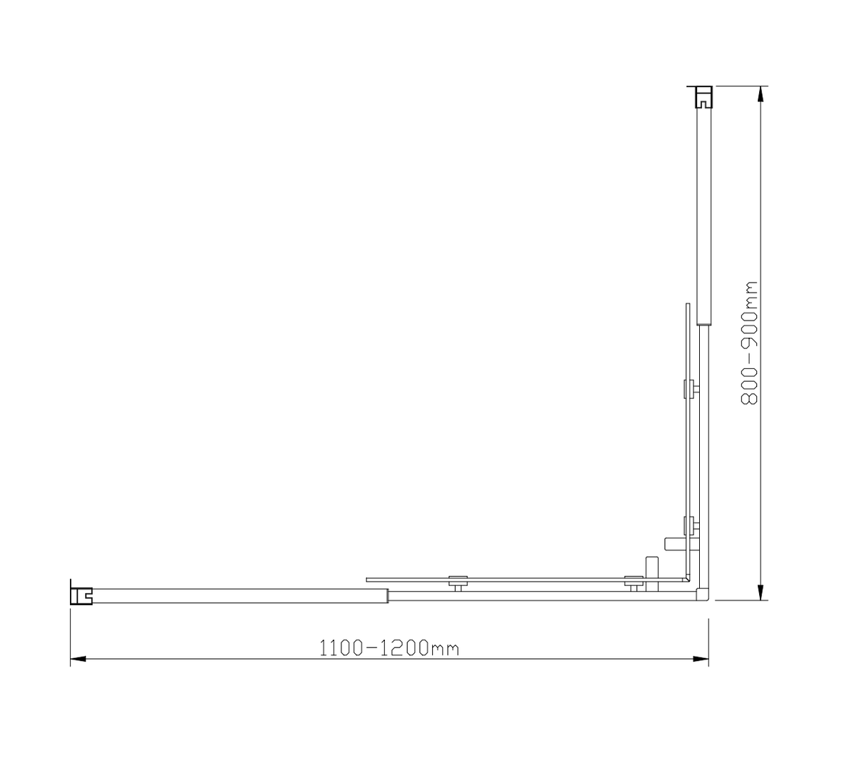 Adjustable 1200x900mm Double Sliding Door Glass Shower Screen in Black
