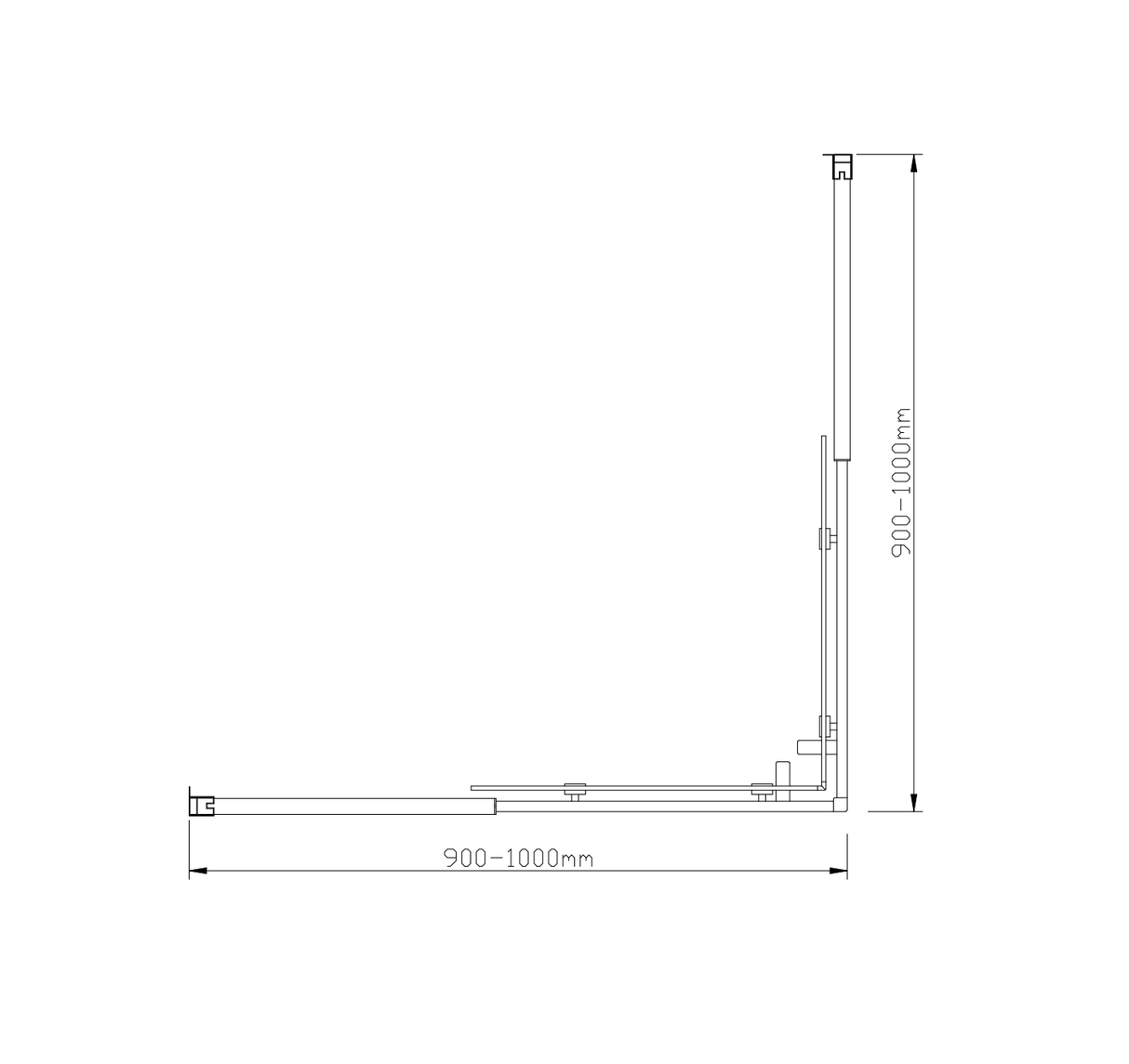 Adjustable 1000x1000mm Double Sliding Door Glass Shower Screen in Black