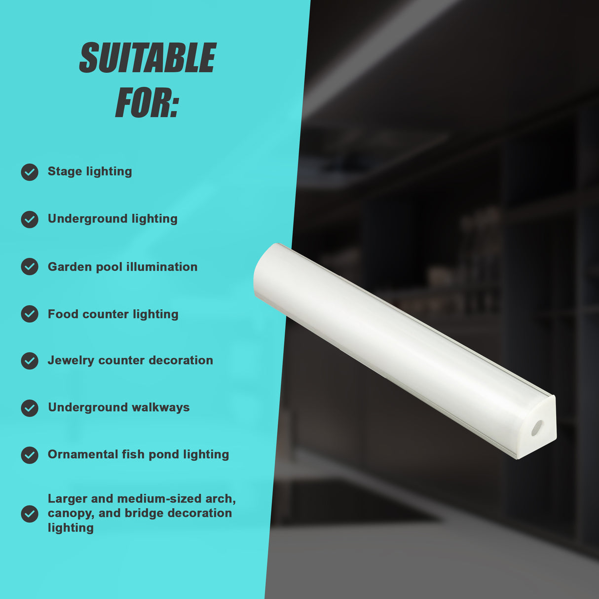 10 x 1M V-Style Aluminium LED Strip Light Channels for Cabinet Lighting