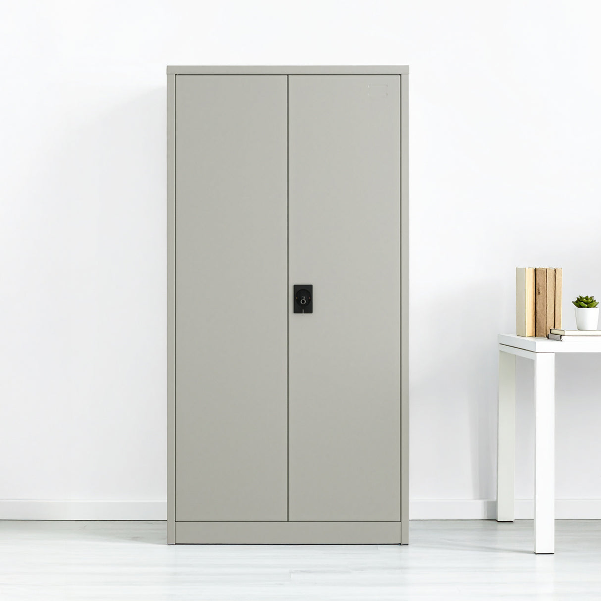 Two-Door Metal Cabinet Shelf Storage for Home Office Gym