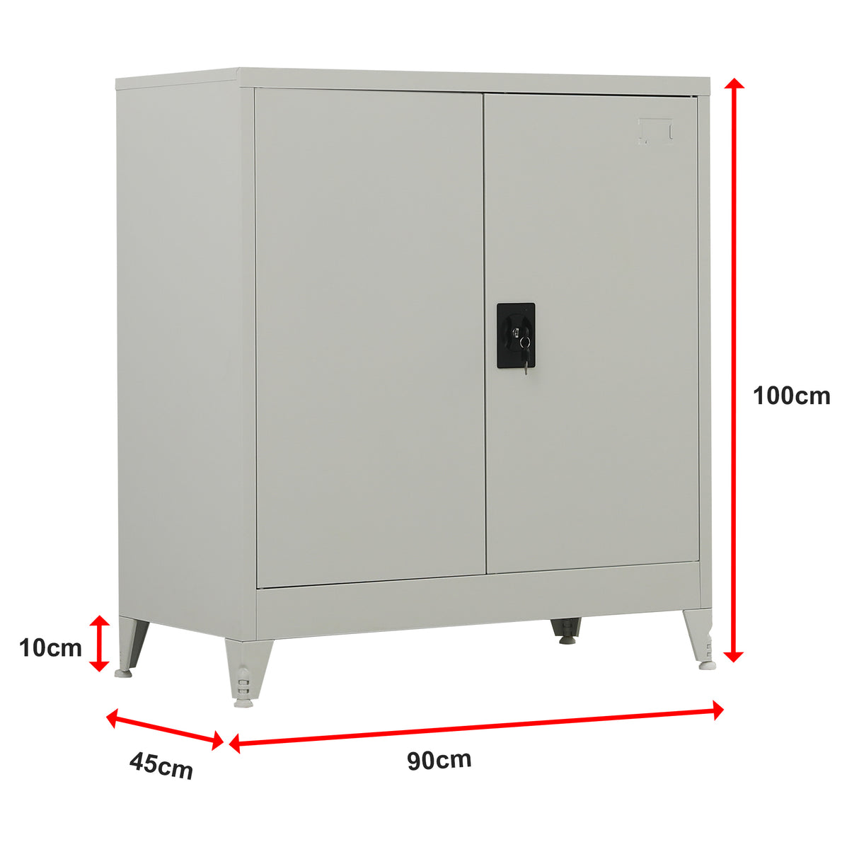 Two-Door Metal Short Cabinet Shelf Storage for Home Office Gym