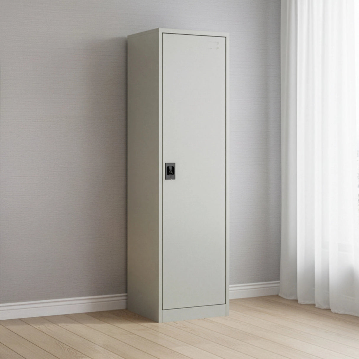 Single-Door Metal Tall Cabinet Shelf Storage for Home Office Gym