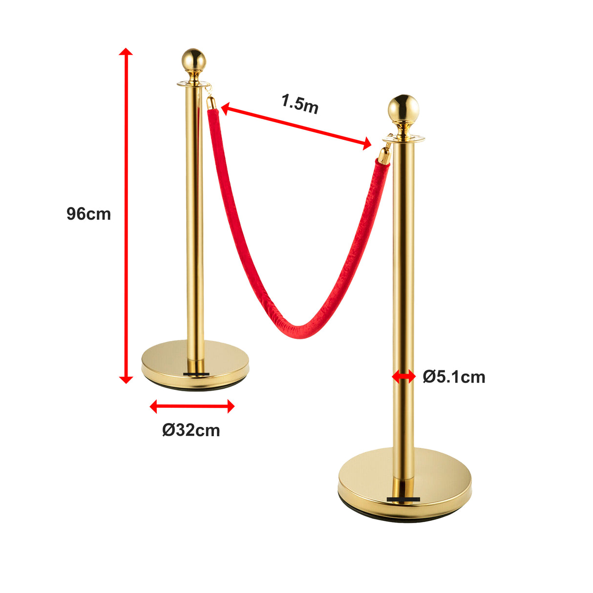 4 x Queue Barriers + 3 Ropes Exhibition Crowd Control Bollards