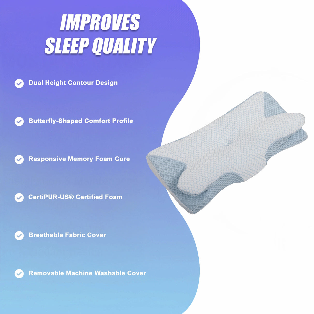 Soft Cervical Pillow for Neck Pain Relief Memory Foam Ergonomic
