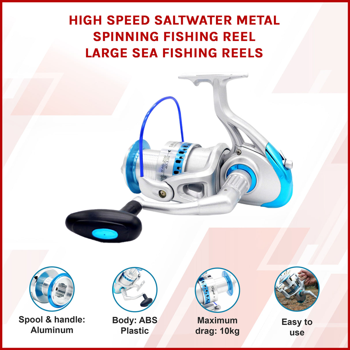 High Speed Saltwater Metal Spinning Fishing Reel Large Sea Fishing Reels