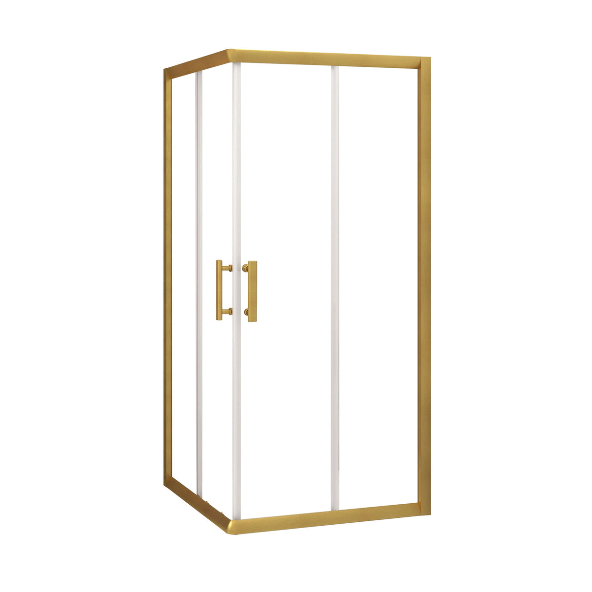 Adjustable 900x900mm Double Sliding Door Glass Shower Screen in Gold