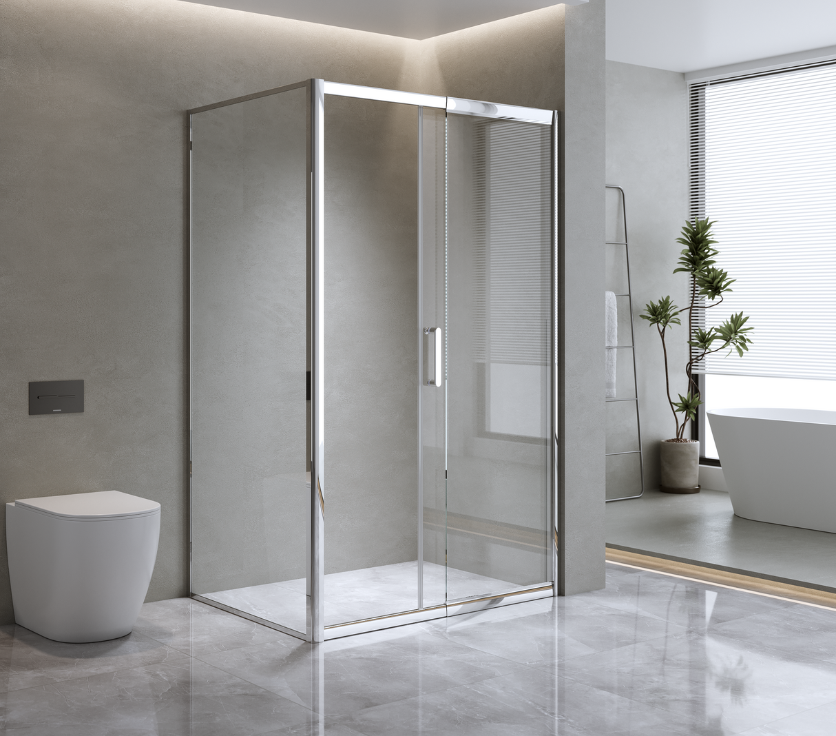 150mm Adjustable (1850x800mm) Single Door Corner Sliding Glass Shower Screen in Chrome