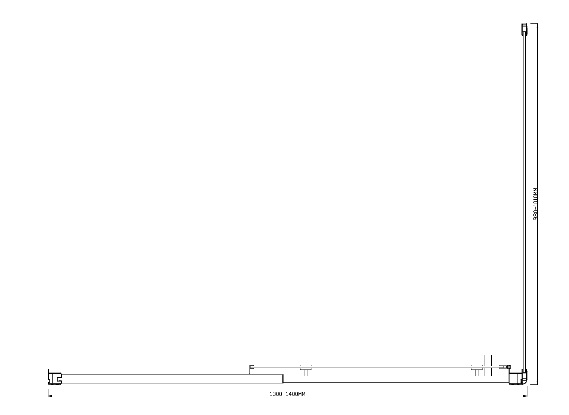Adjustable 1400x1010mm Single Door Corner Sliding Glass Shower Screen in Chrome