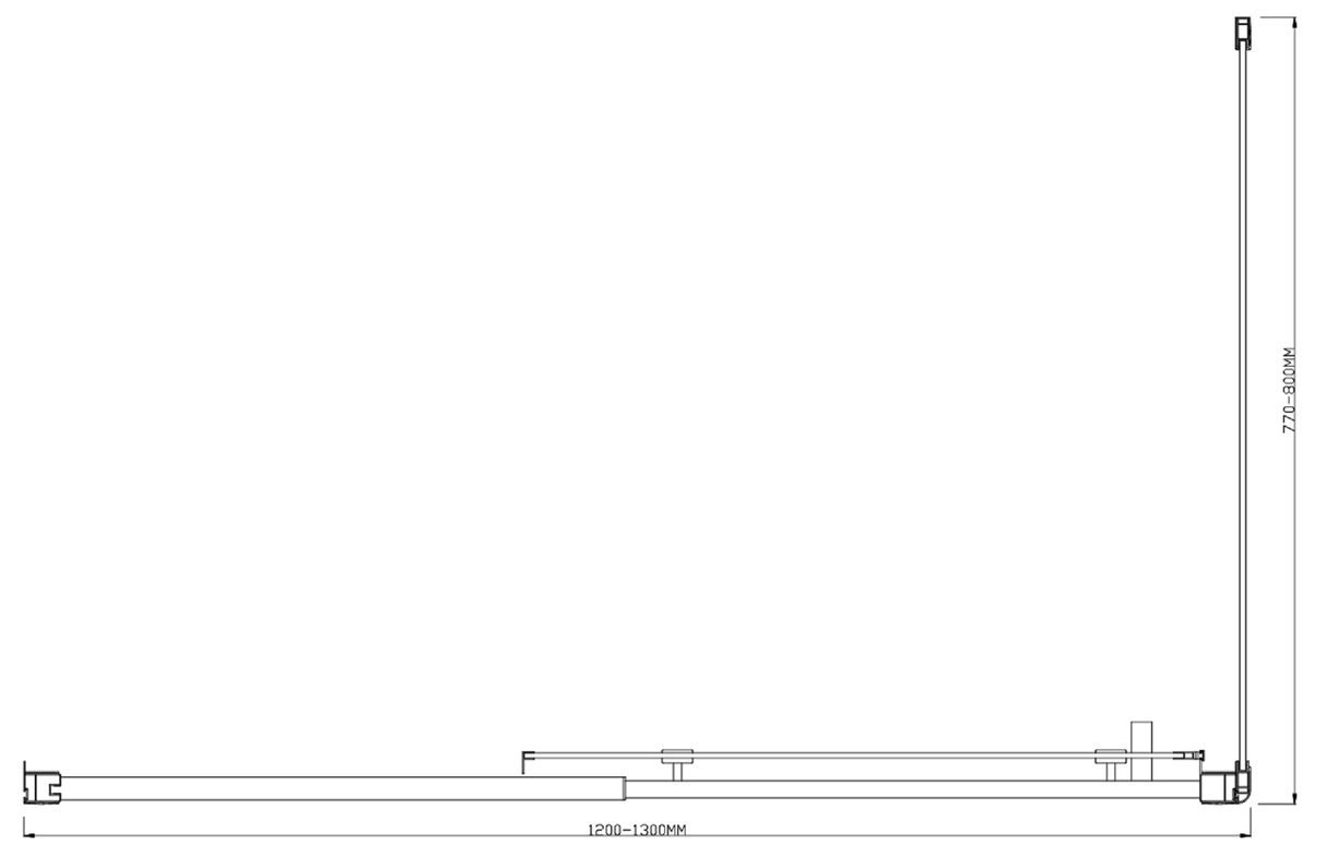 Adjustable 1300x800mm Single Door Corner Sliding Glass Shower Screen in Black