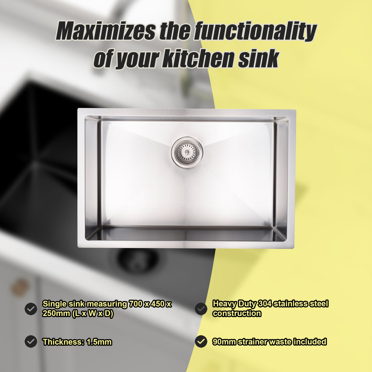 Stainless Steel Sink - 700 x 450mm