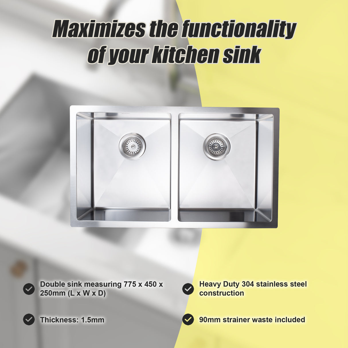 Stainless Steel Sink - 775 x 450mm
