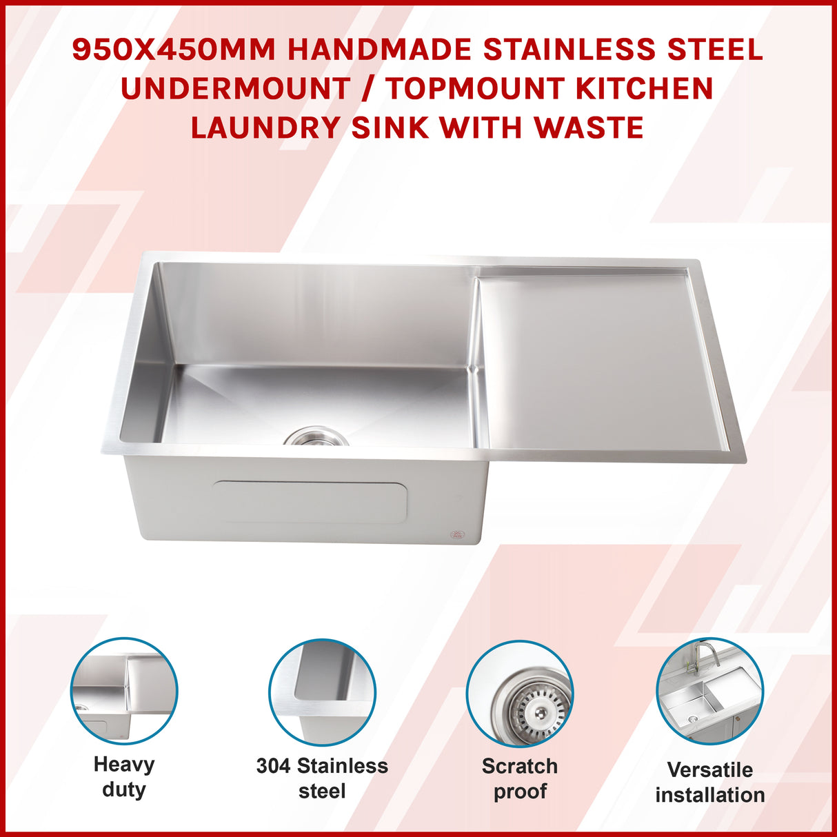 Stainless Steel Sink - 950 x 450mm